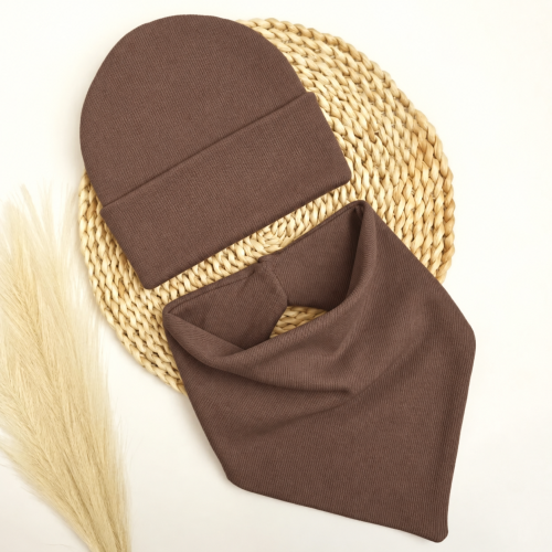 Zestaw Basic- Czapka + chusta- Mleczna czekolada